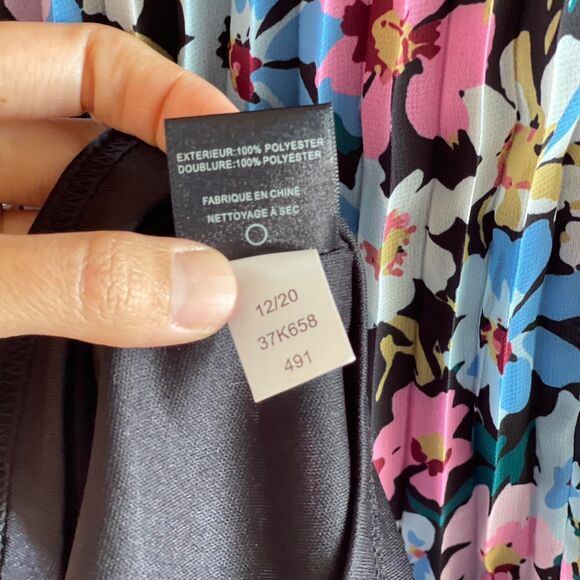 NWT Sam Edelman Multicolor Floral Maxi Dress Pleated Chiffon Lined Boho Size 12 - Picture 8 of 8